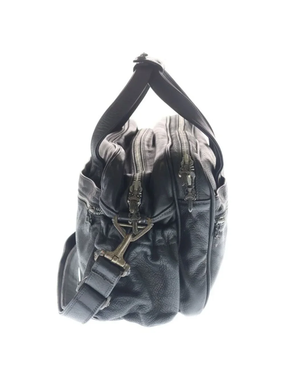 Chrome Hearts Diaper Bag Leather Shoulder 2-Way Handbag Black